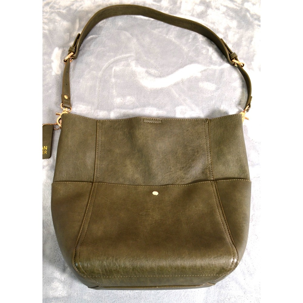 Green Vegan Leather Shoulder Bag Purse Tote Bag